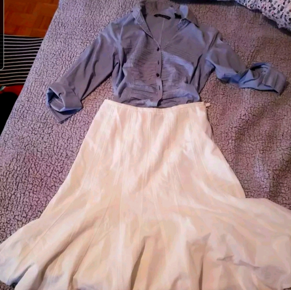 Sharagano White Pleated Skirt